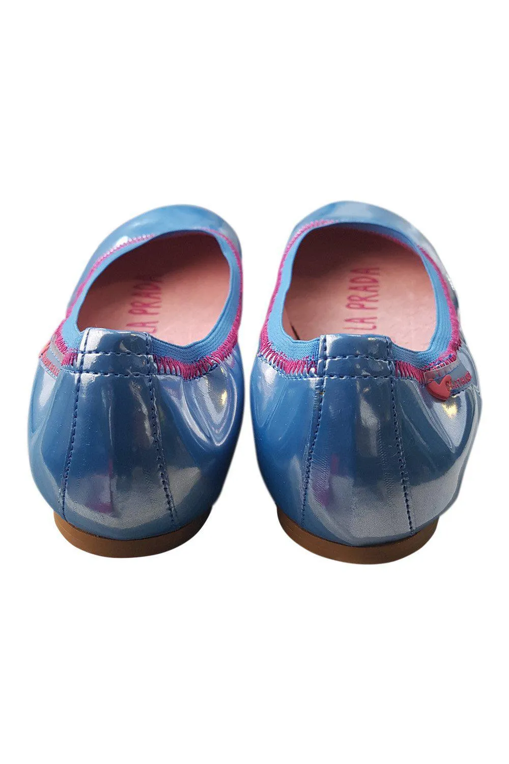 AGATHA RUIZ DE LA PRADA Girls Patent Leather Azul Blue Ballet Pumps (34)