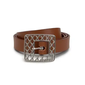 'Aislin' women's vegan leather belt Zette - cognac