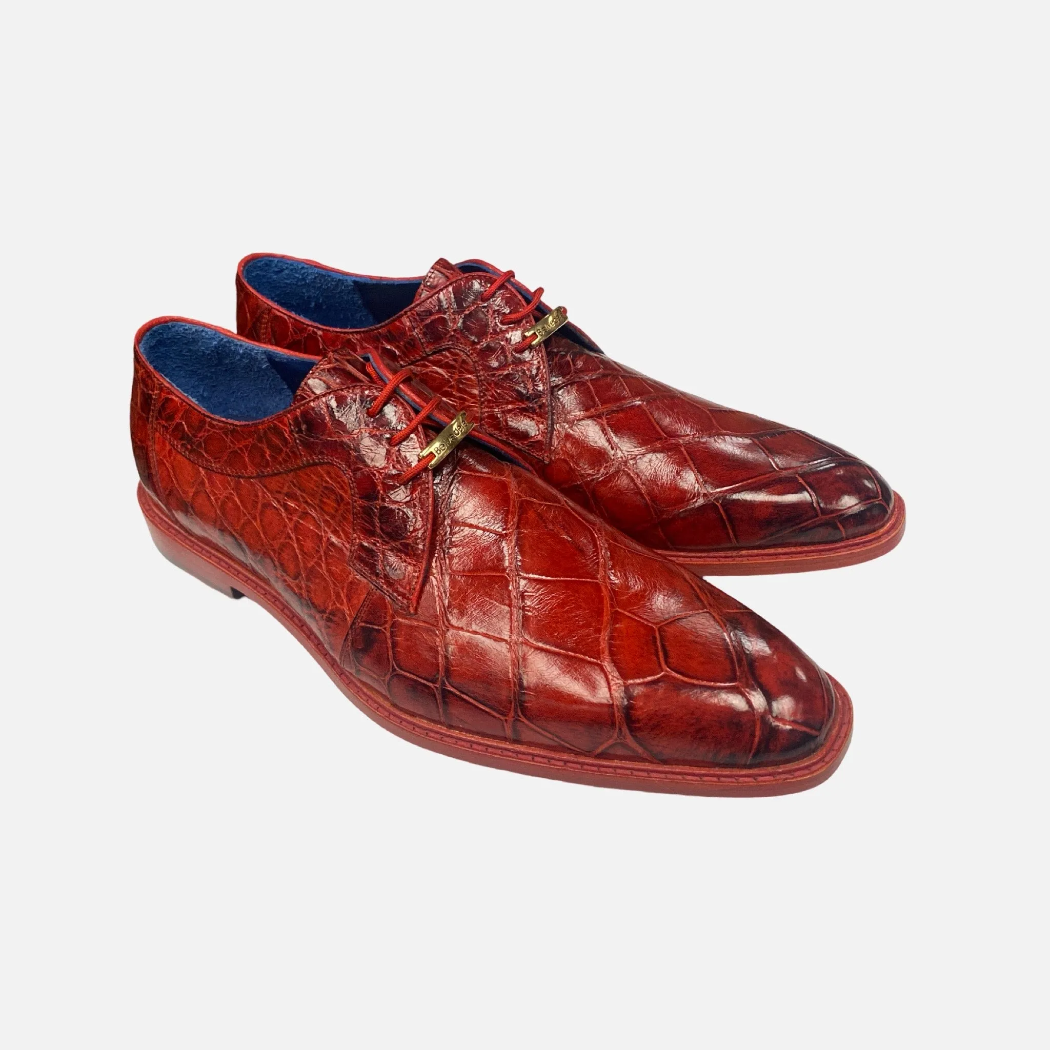 Last Pair | Men’s Belvedere Alligator Shoe “Amato” - Red | Size 10.5