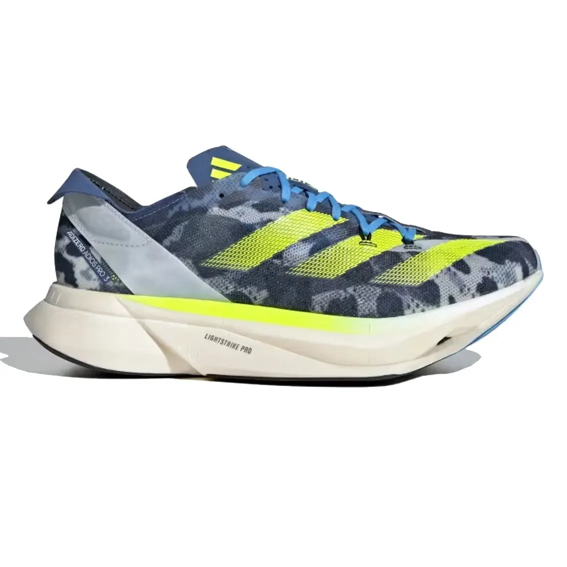 Mens Adidas Adizero Adios Pro 3 - Crystal White / Lucid Lemon / Blue Burst