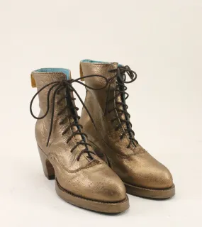 no.0036 crosswalk ankle lace boot bronze hand-painted sz 6