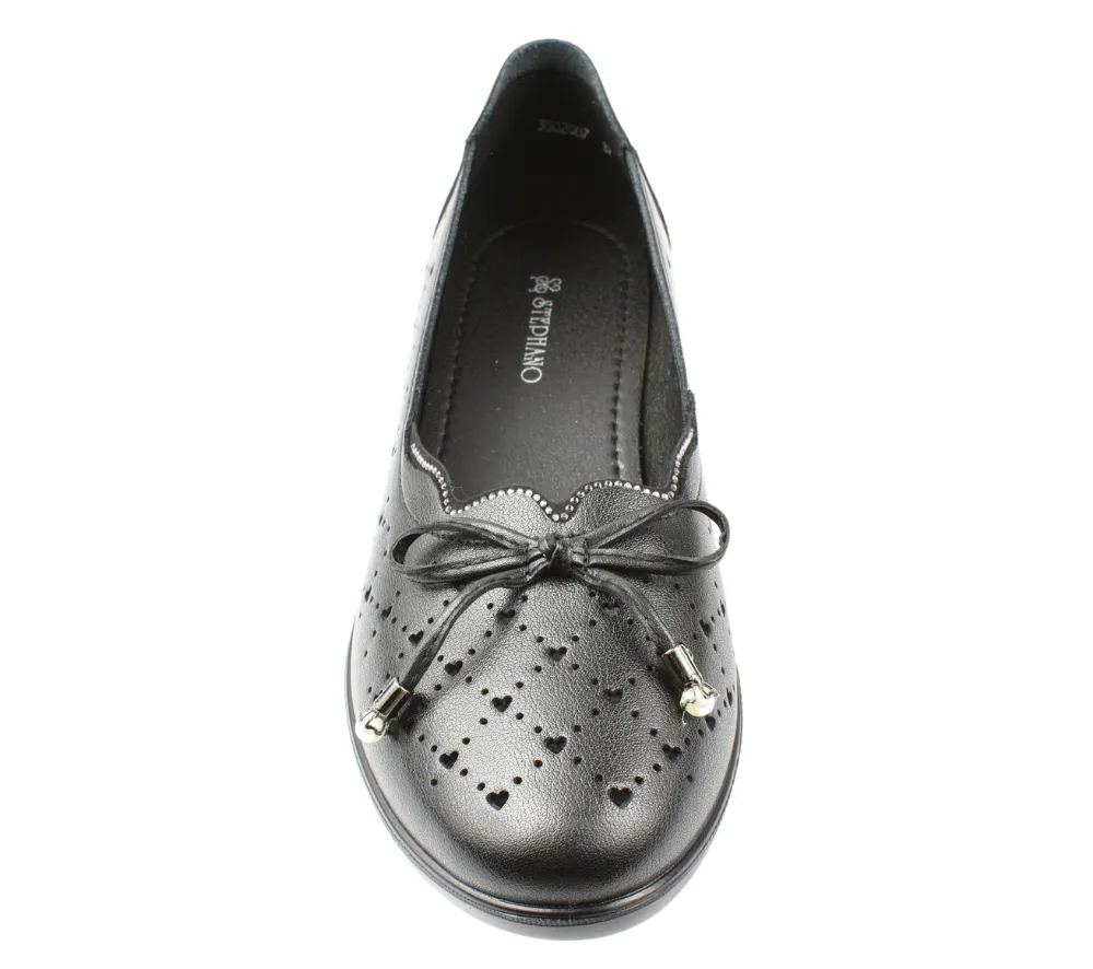 Pantofi casual, dama, STEPHANO, 3502Q07 negru, piele naturala