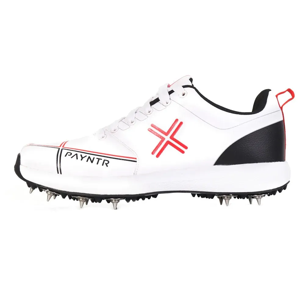 Payntr Spike Cricket Shoes - White/Black