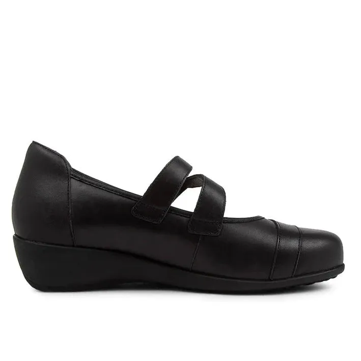 Ziera Shoes Women's Shepard Comfort Flat - Black Leather